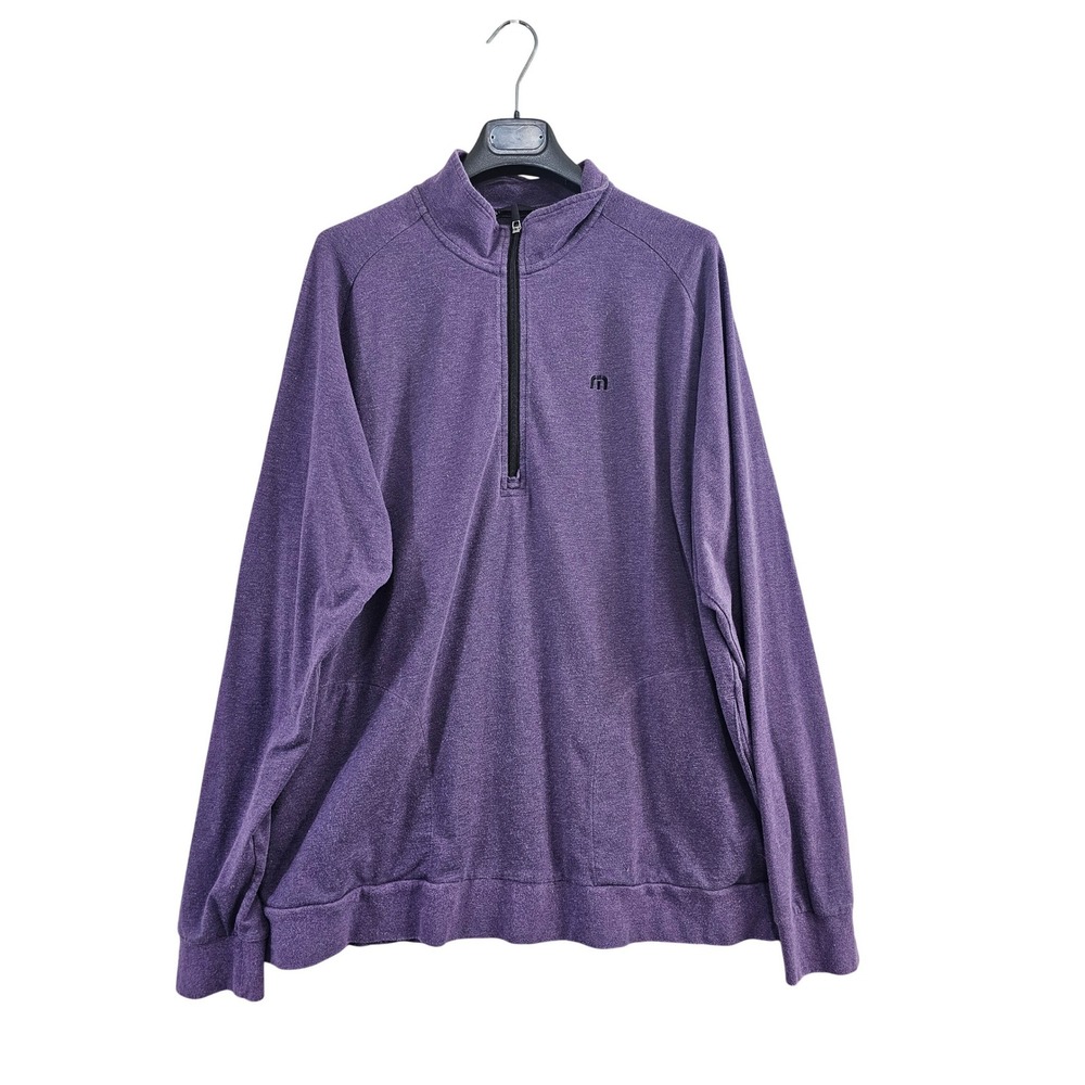 Travis Mathew Quarter Zip golf Pullover Mens XL Purple Heathered Pockets Stretch